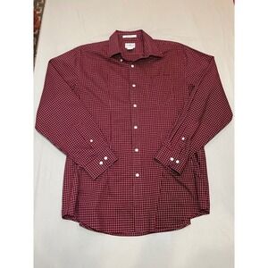 LLBean Wrinkle Free Traditional Fit Men's‎ Checkered Button Down Shirt L-Reg Red